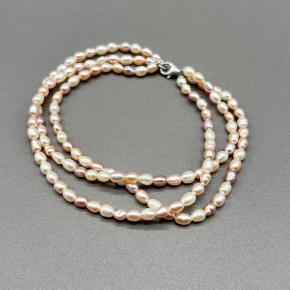 Jewelry - Vintage Freshwater Pearl Bracelet Multi Strand 925 Sterling Silver Clasp 7.5"